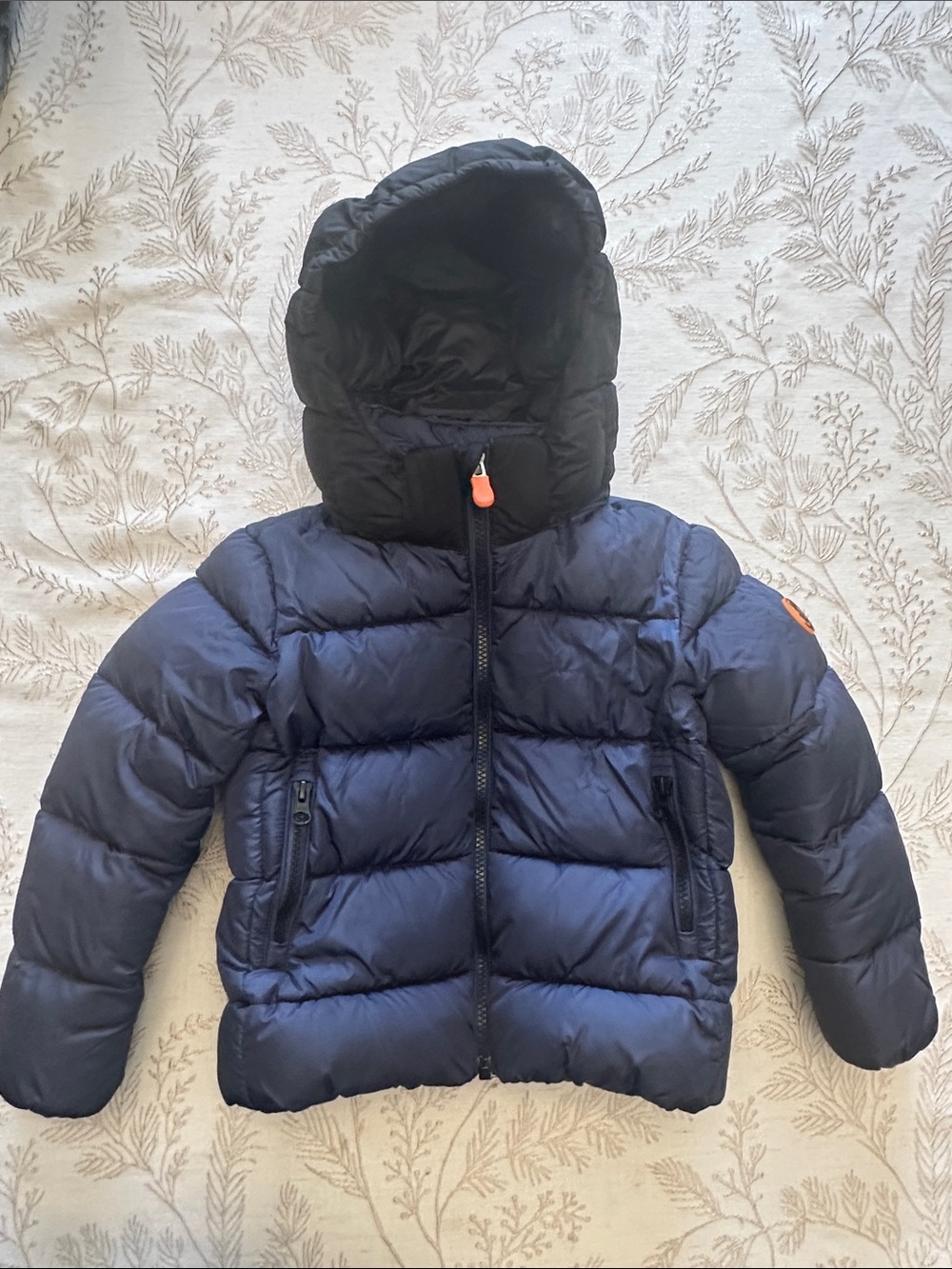 Save the Duck Kids Navy Puffer Jacket with Detachable Hood